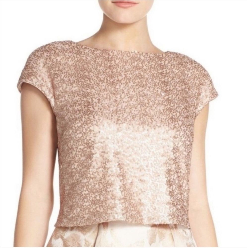 Eliza J Rose Gold Sequin Crop Top